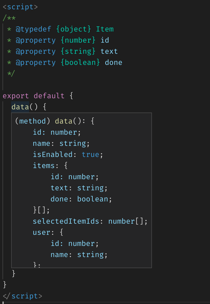inferred type in VS Code