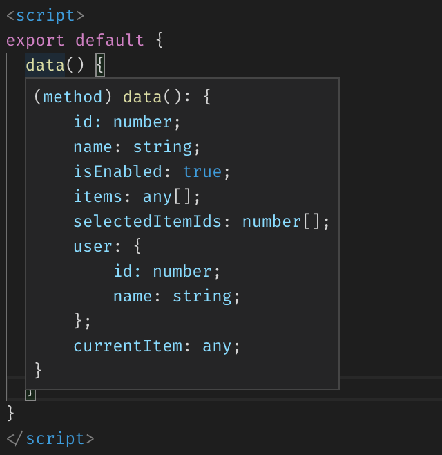 Inferred type data object