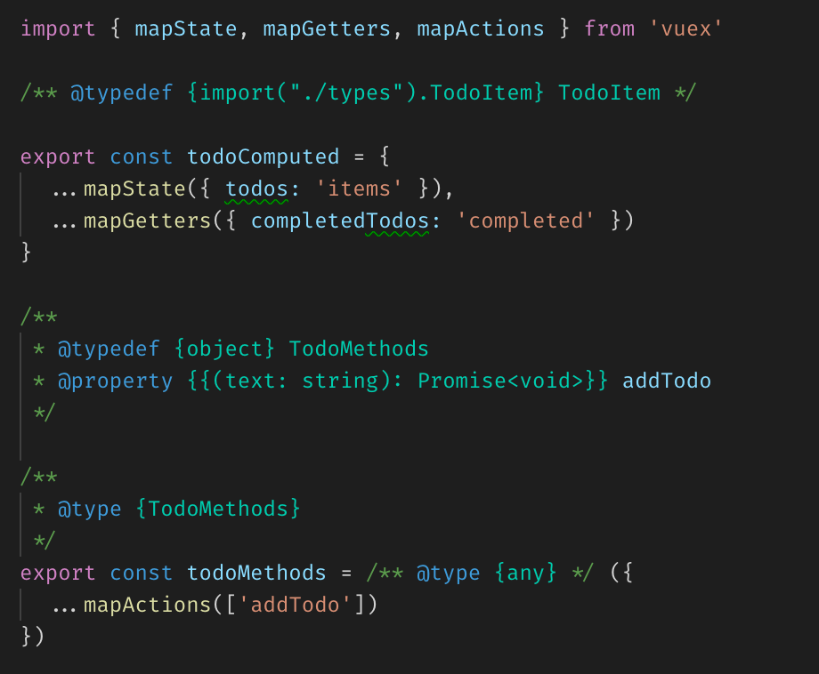 Vuex helpers with JSDoc type annotations