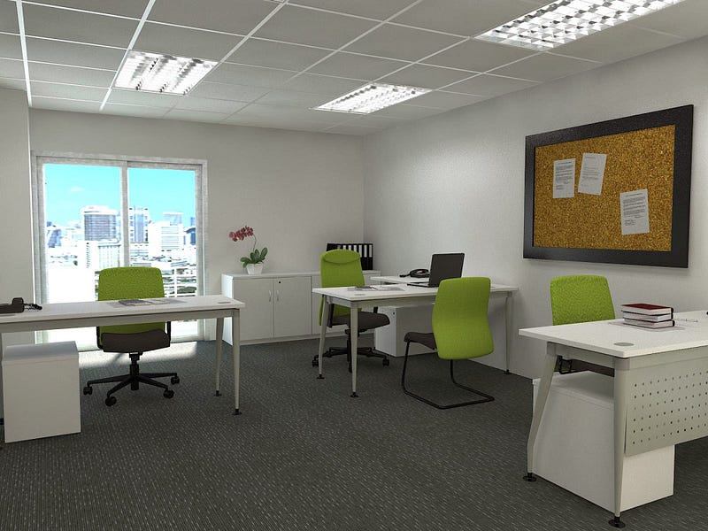 Our concept of small office setup with white color furniture 