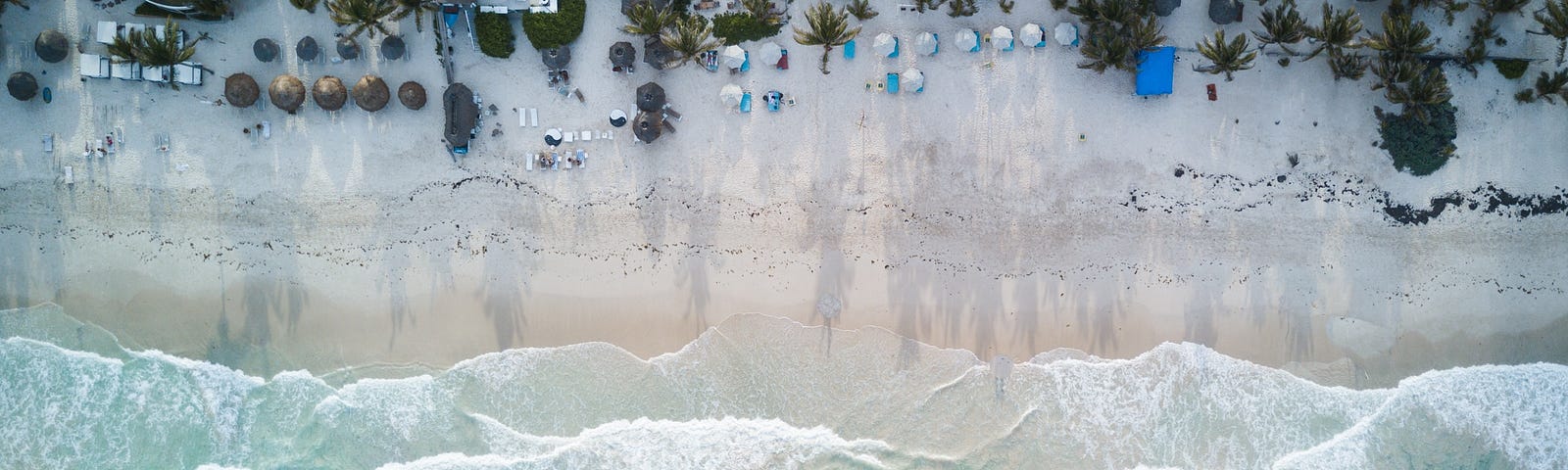 overhead shot of sea and beach, Mexico