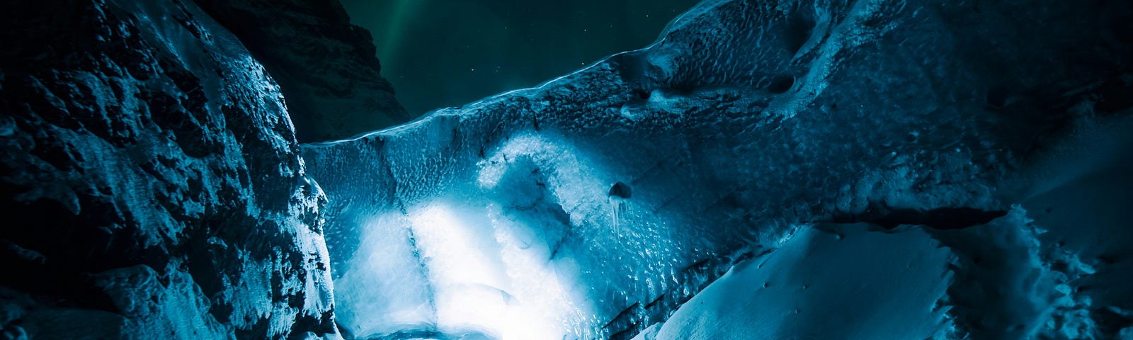 blue ice at night, light up