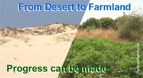 Farmland from the desert. Progress is being made along the Great Green Wall in the Southern Sahara to recuperate land.