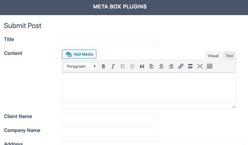 Front-end Post Submission Form