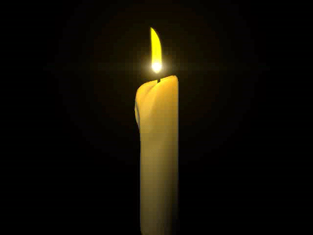 A GIF of a burning white candle with a dark background.
