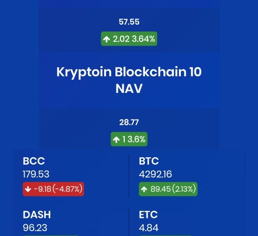 Kryptoin ETF Index & NAV Nov.29/18 9AM EST snapshot