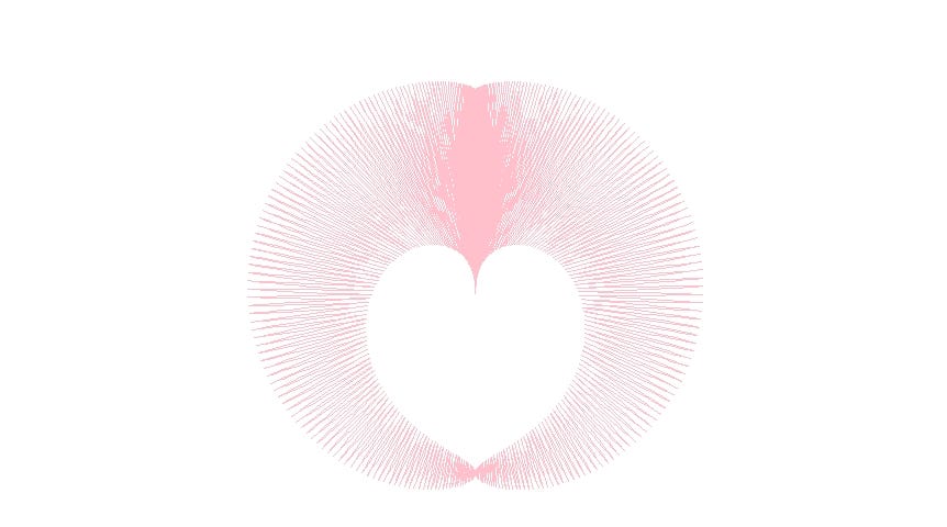 A pink heart outline created through a sinusoidal function