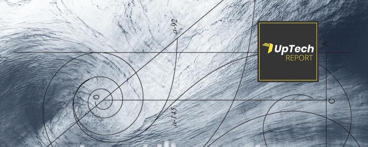 Satellite image of a giant whirlpool cloud with violin scroll design
