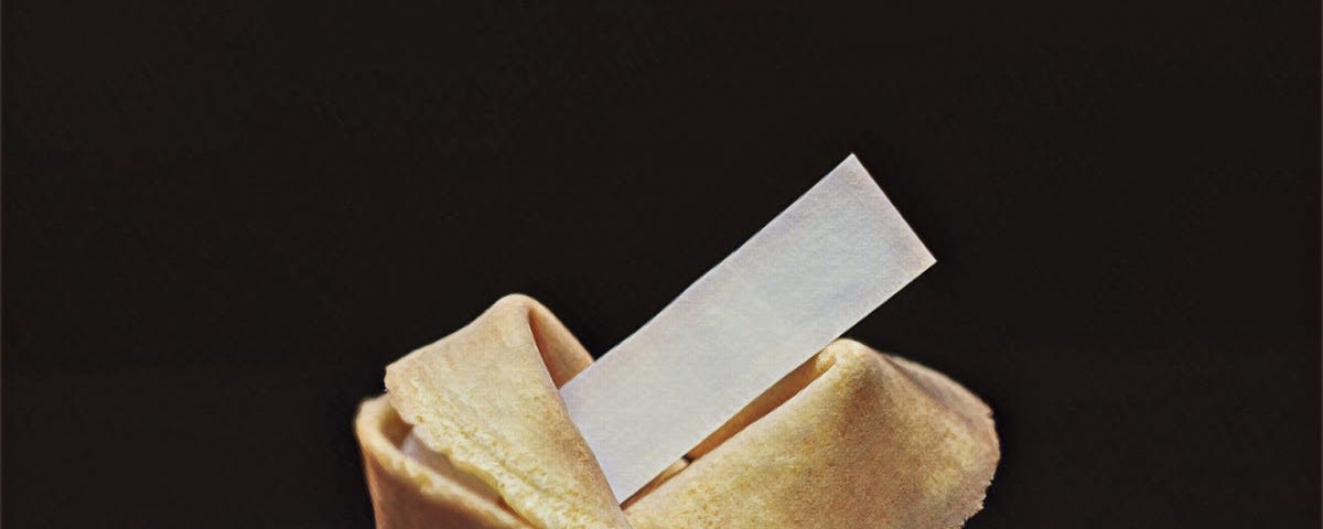 Fortune cookie with note stick out