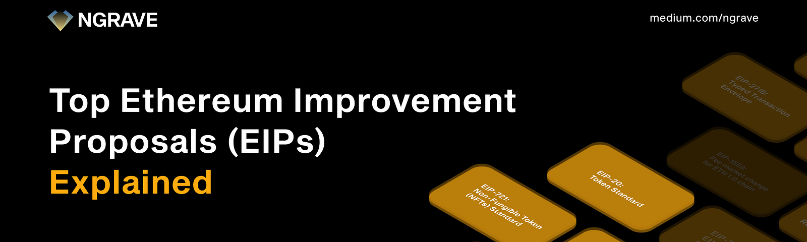 Top Ethereum improvement proposals (EIPs) explained: EIP-20 (ERC-20), EIP-721: Non-Fungible Token Standard, EIP-1559: Fee market change for ETH 1.0 chain, EIP-3675: Upgrade consensus to Proof-of-Stake.