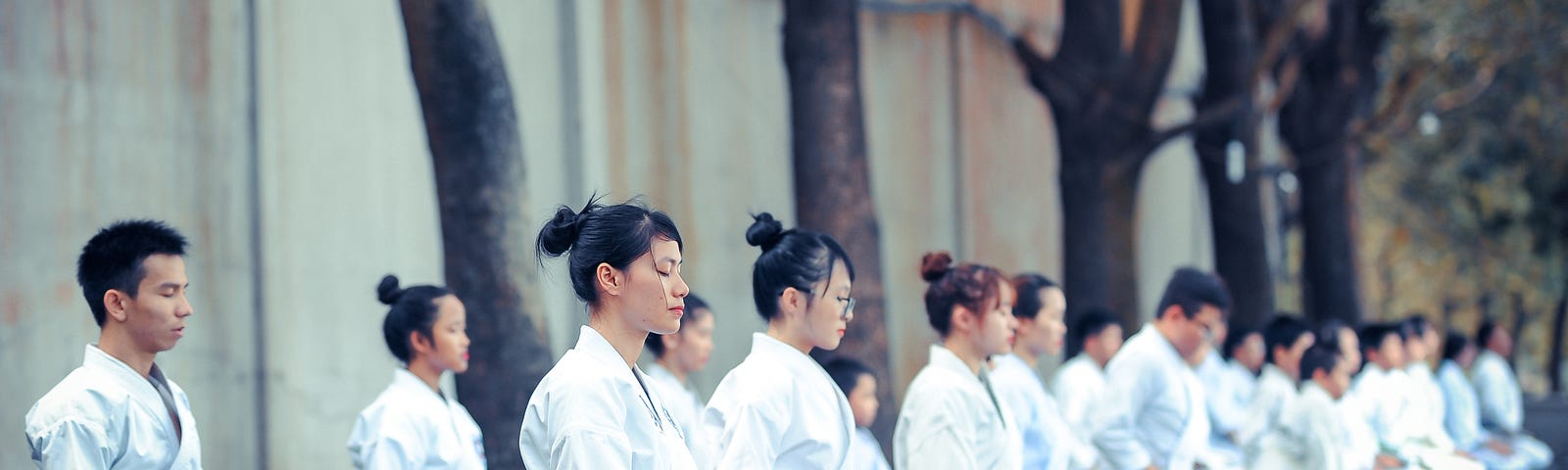 people meditating