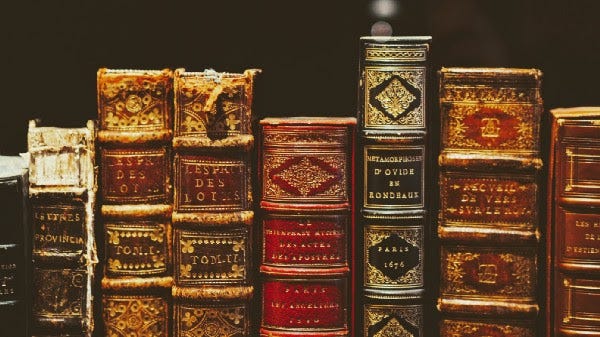 Old books in a library