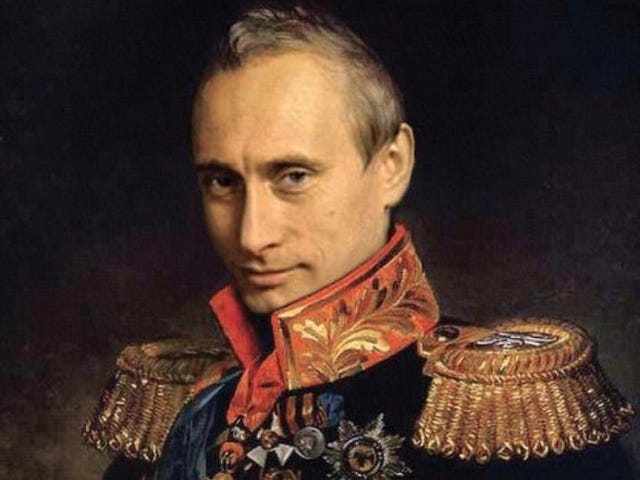 Vladimir Putin dressed as Napolean