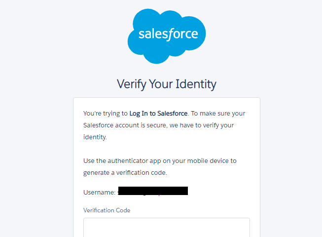 Salesforce login with MFA enablement