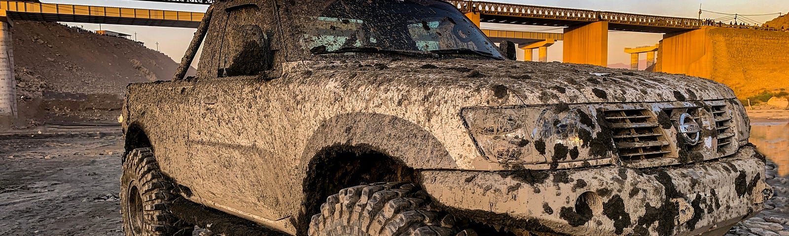 This shows a muddy truck