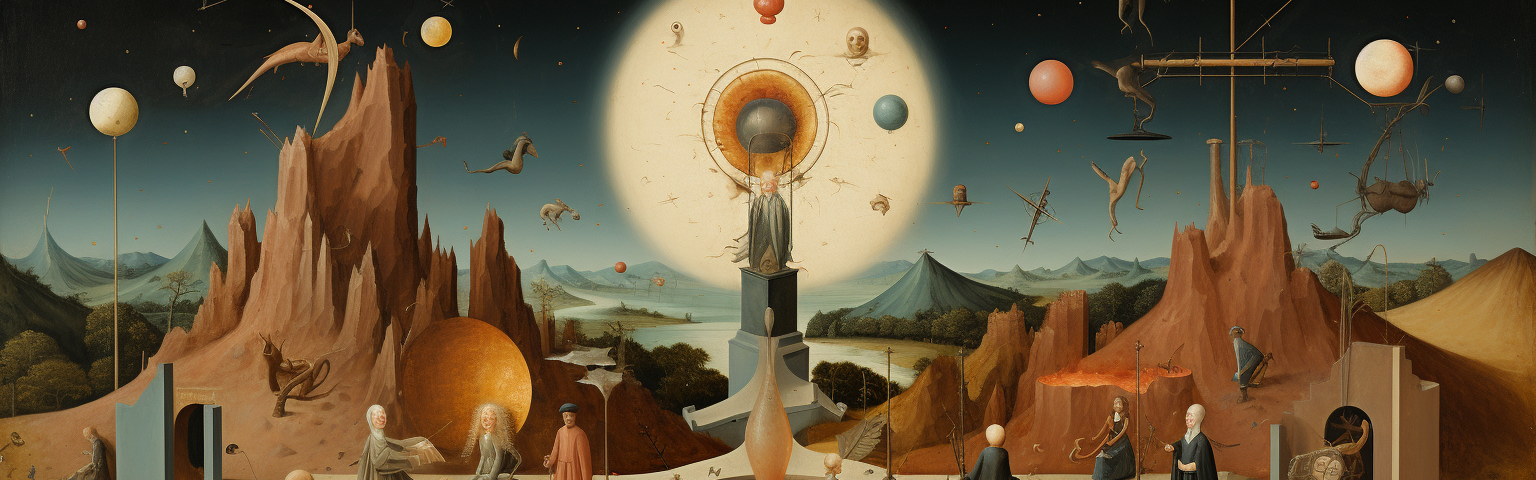 Midjourney generated image of the madness of hydrogen, in the style of hieronymus bosch