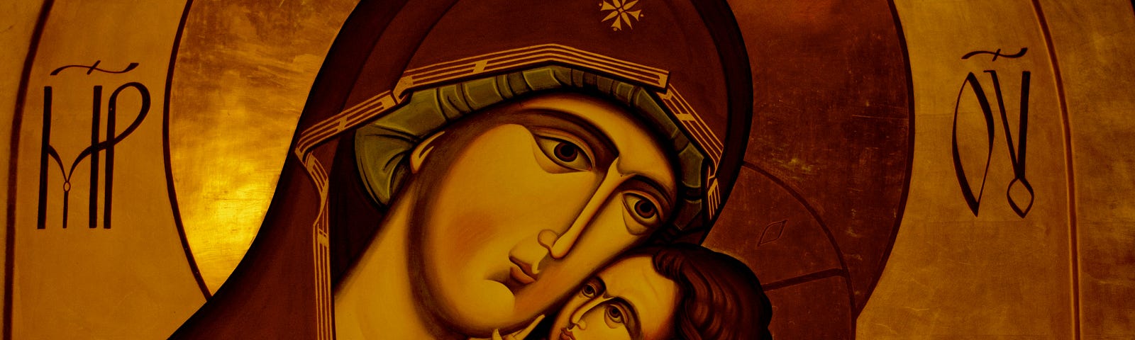 icon of Mary the Mother of God holding the Child Jesus — Byzantine Style