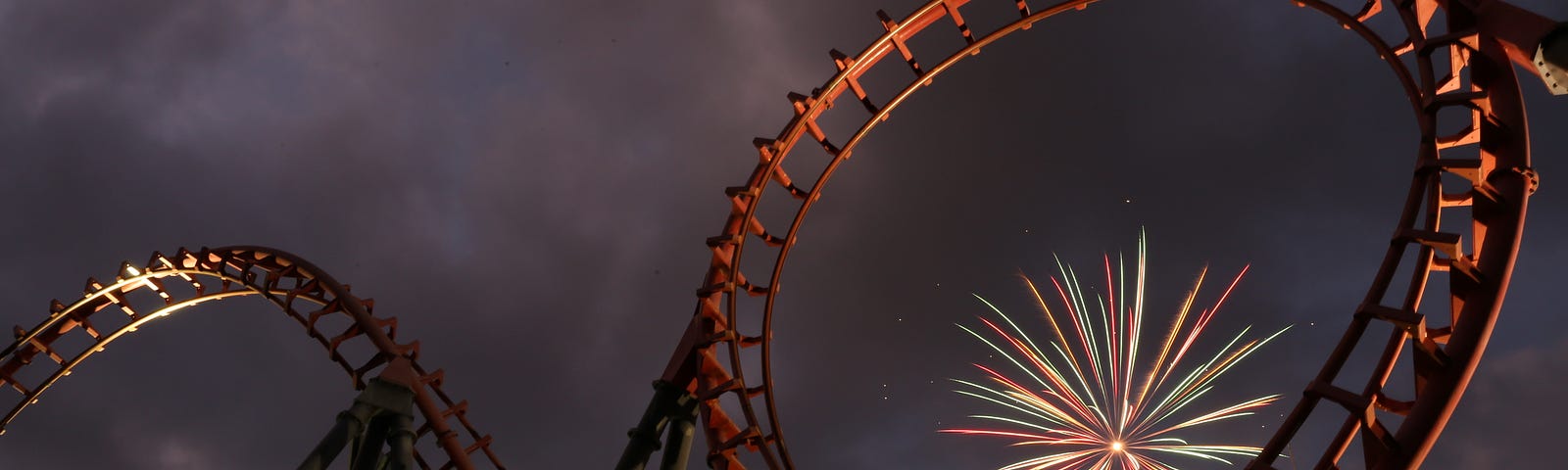 Roller coaster with fireworks