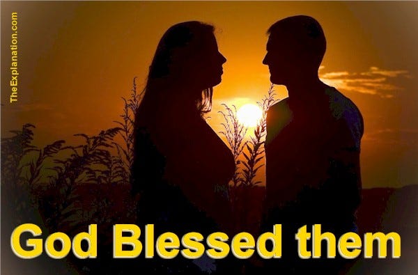 God blessed them. What is the meaning of God blessing the male and female?