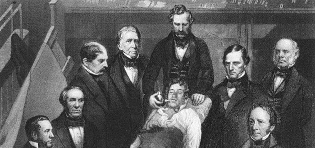 Dentist William T.G Morton and surgeon John Warren performing the first successful general anesthesia