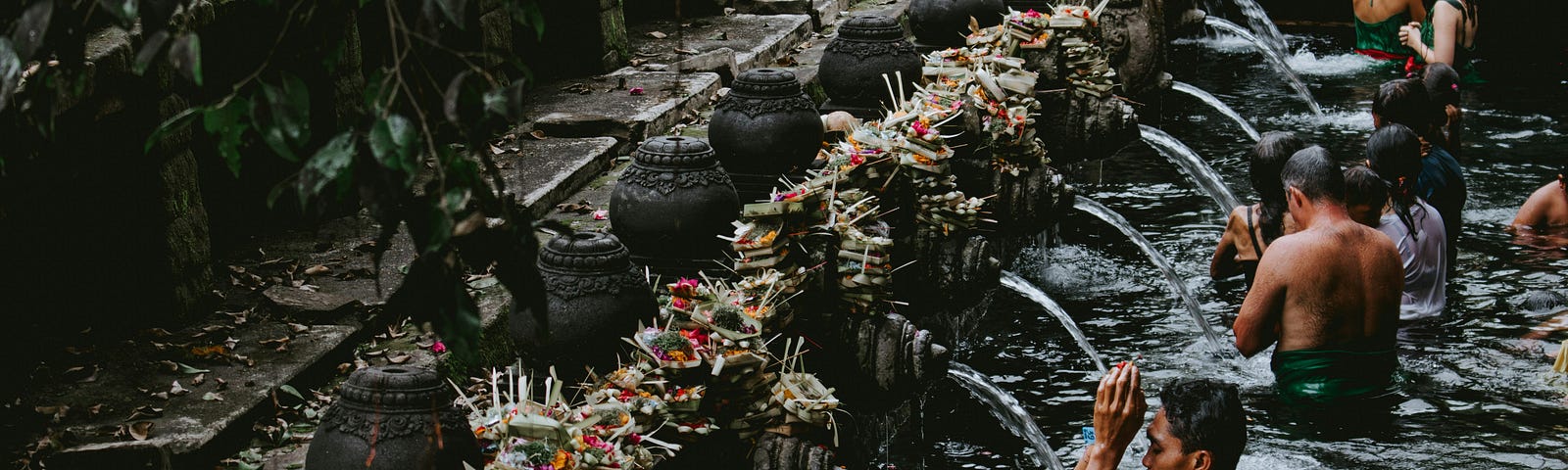 People bathing in a Balinese Hot Spring Pool