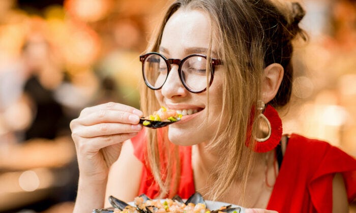 Woman enjoying her meal