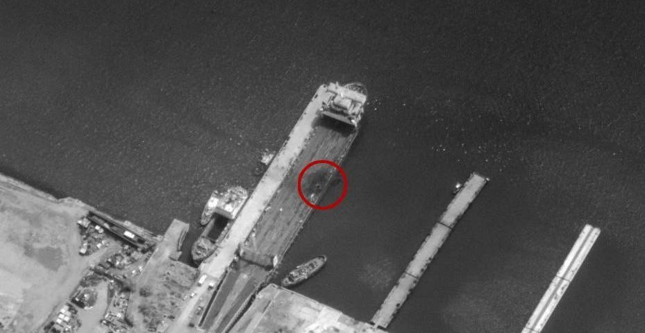 Ukraine Tightens Its Stranglehold On Crimea — image of damaged ferry Slavyanin