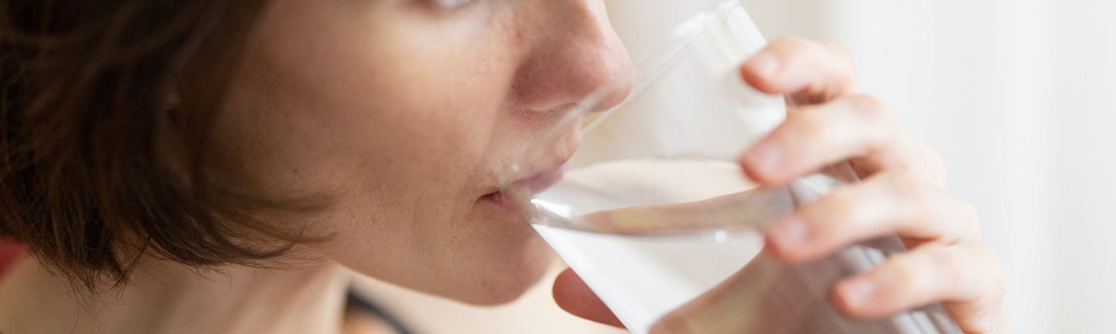 A woman drinking water