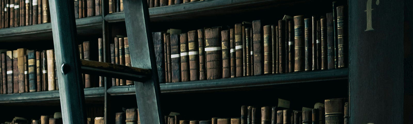 Antique bookshelf full of old books.