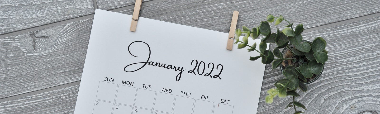 A calendar is open to January 2022