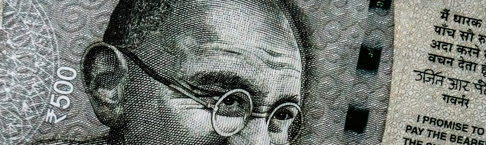 Mahatma Gandhi on Indian currency.