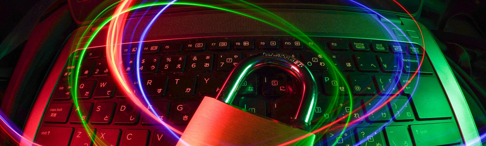 pic shows a padlock superimposed over a computer keyboard