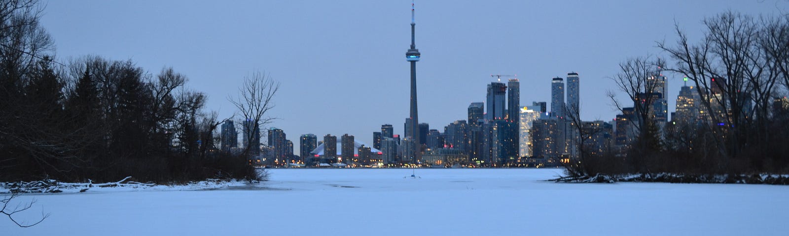 CN tower against a white snowy skyline