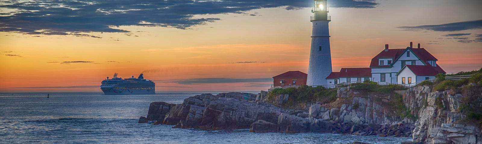 A lighthouse on a rocky coast