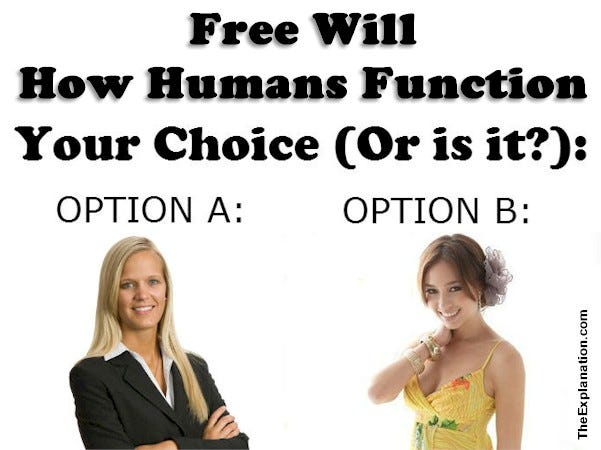 Free will, the choice is yours. Yes, but certainly not in all cases. This affects how humans function.