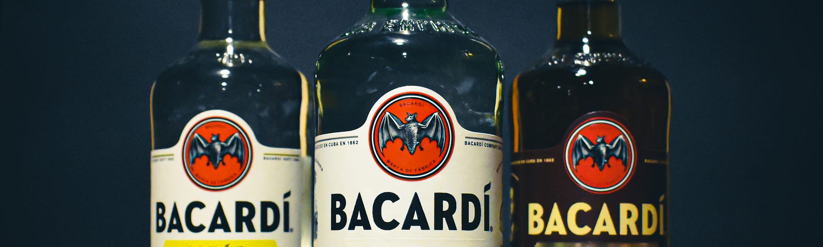 Three Bacardi bottles