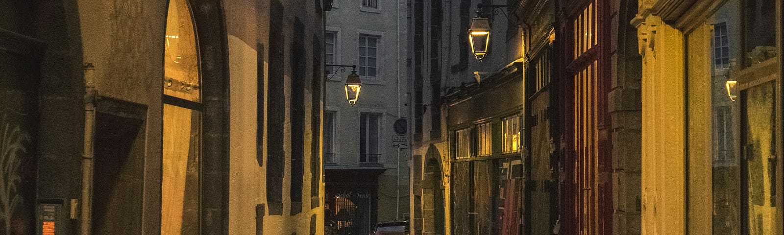 Photo of a lane in the evening.