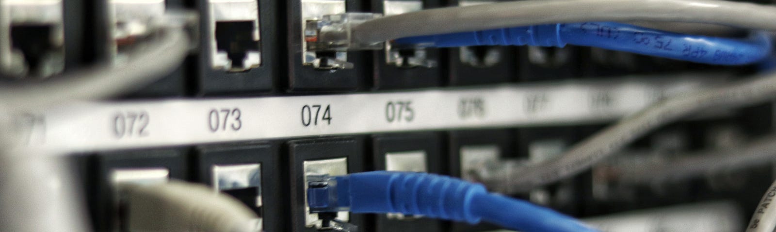 Networking equipment with visible ethernet cables