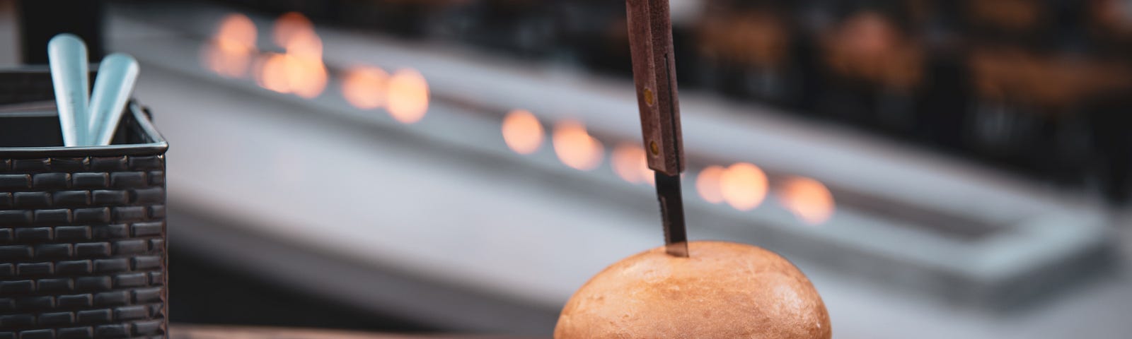 burger with a knife in it