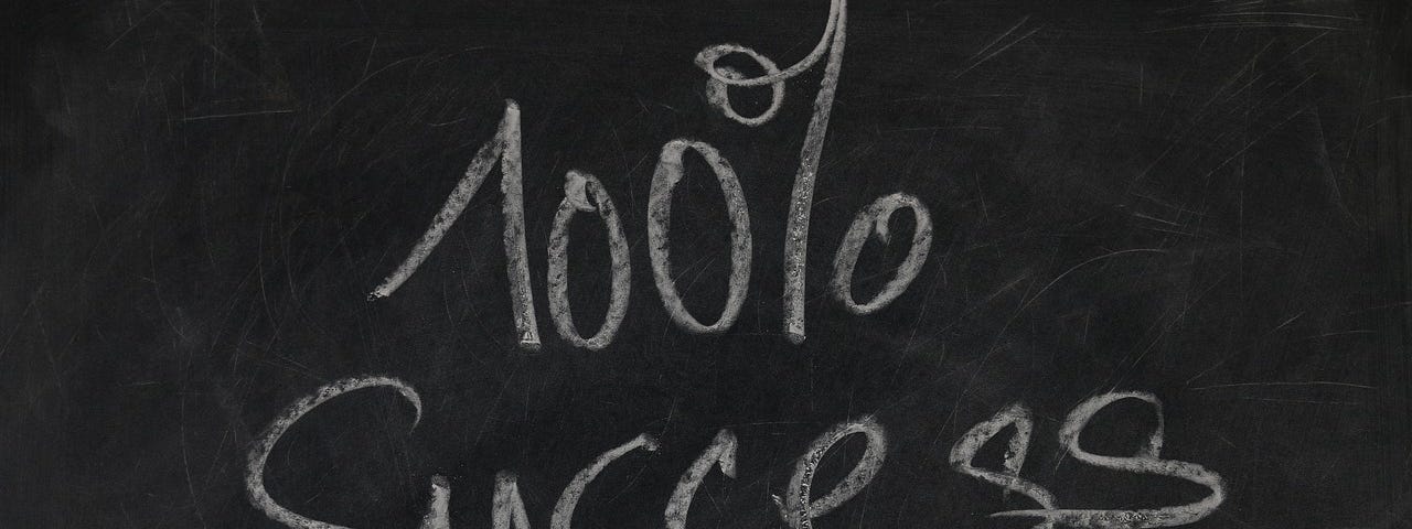 A blackboard on which is written ‘100 % success’