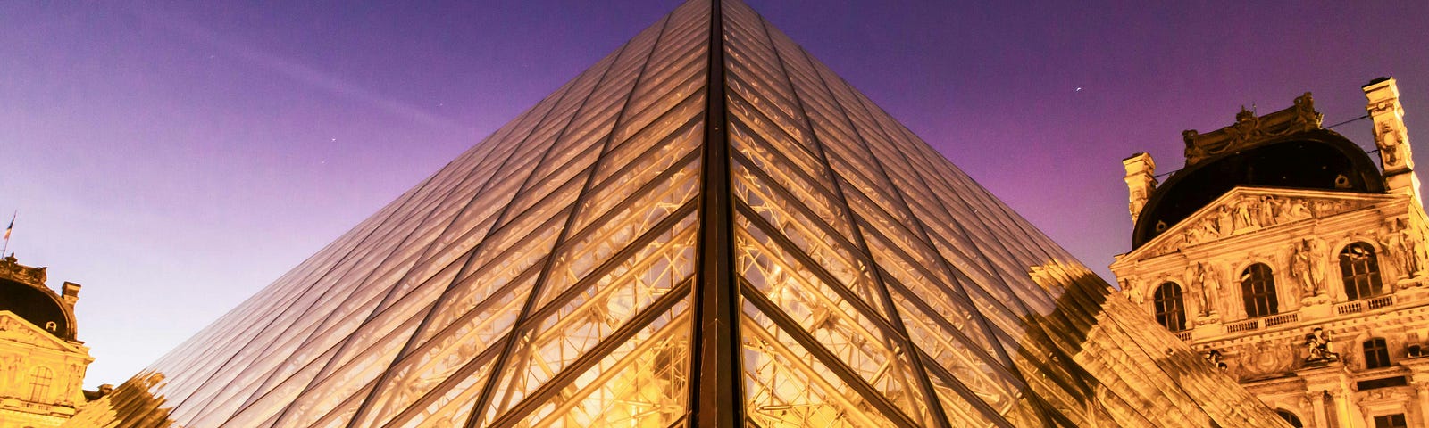 the glass pyramid at The Louvre in Paris