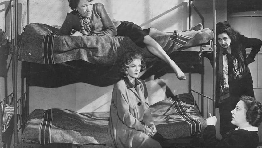 Actress Sally Forrest as Sally Kelton (centre) in Not Wanted (1949). (Source: reproduction)