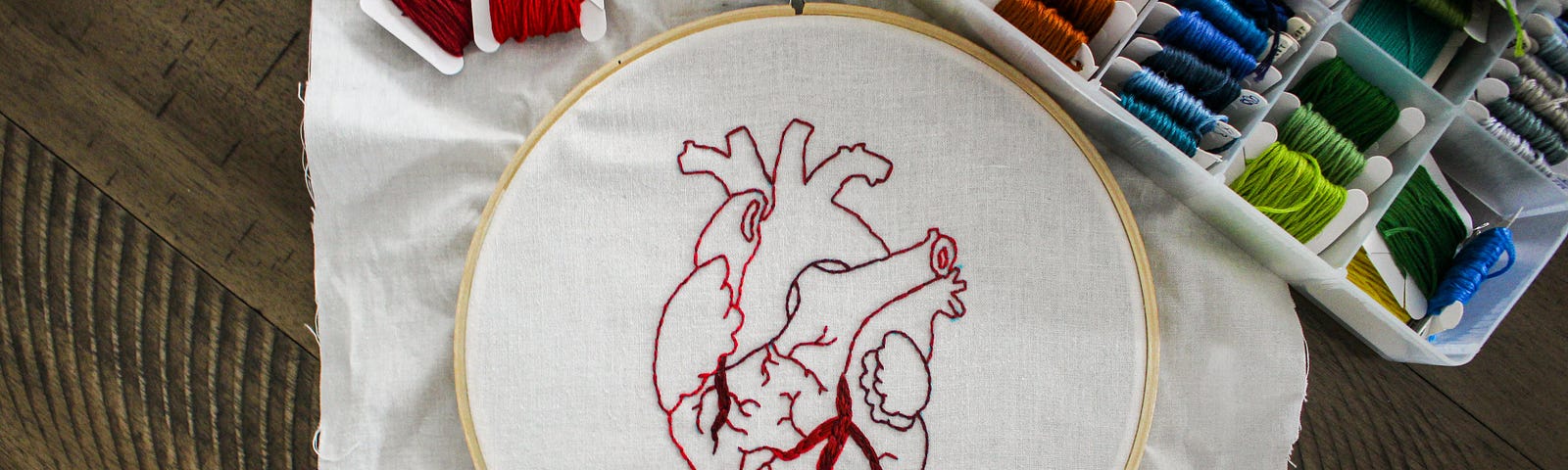embroidered anatomical heart
