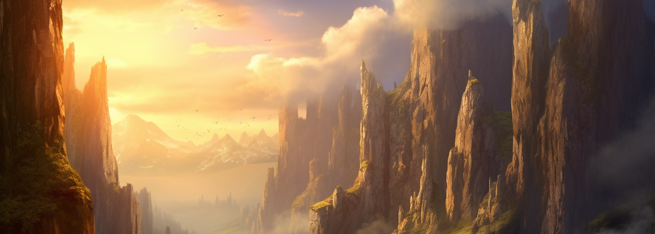 cliffs of a mountainside, fantasy art