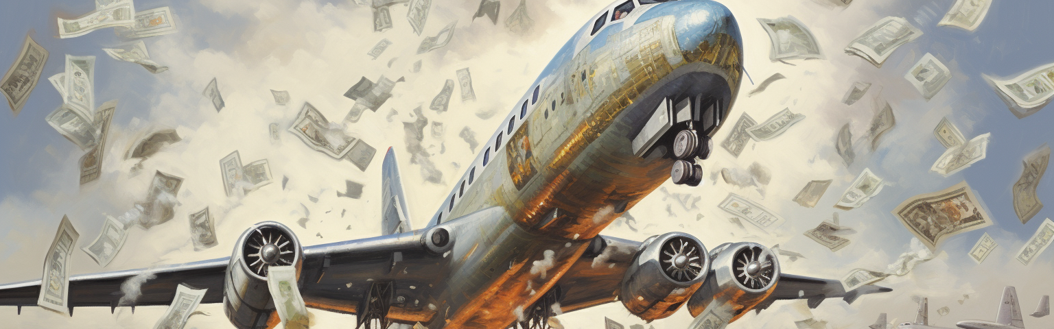 Midjourney generated image of airplane Hindenburg money