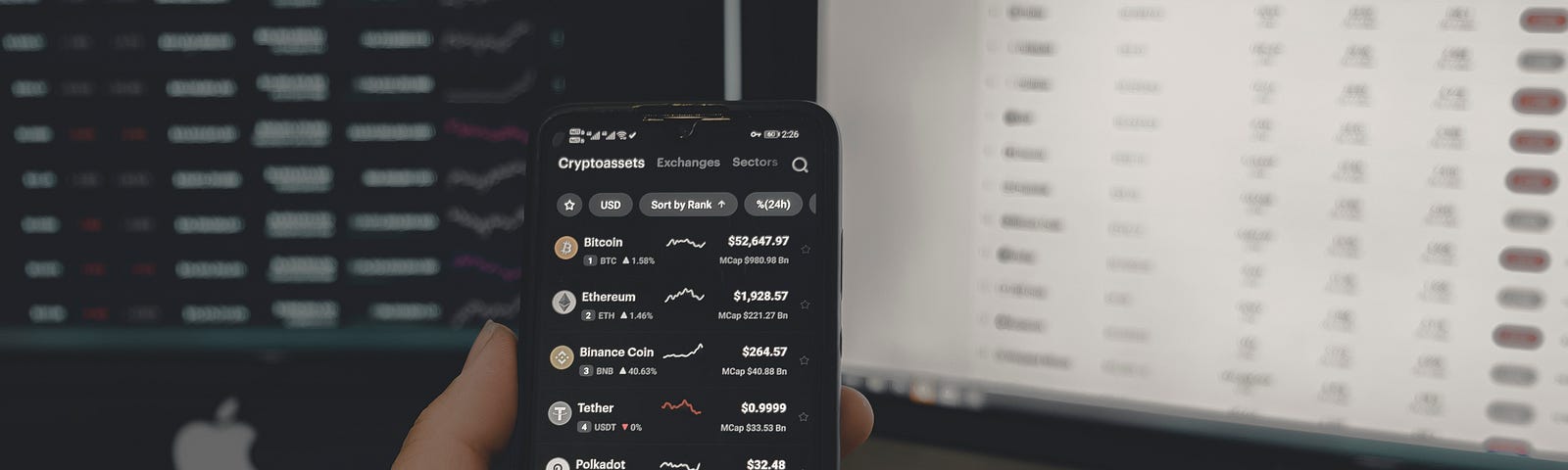 Devices with Crypto chart opened up