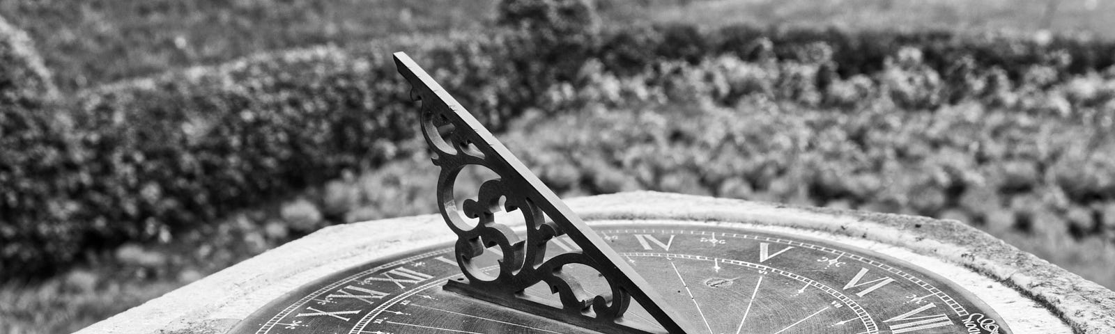 A sundial- black and white photo