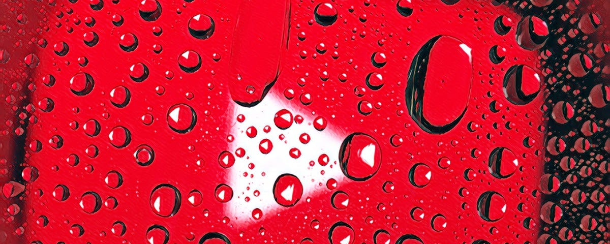 Youtube logo cover in water droplets