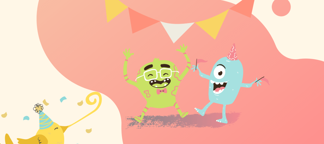 Illustration of little creatures having a party