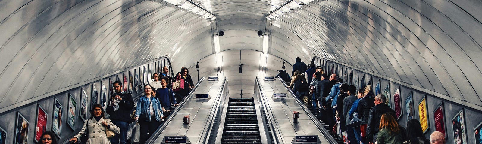 Escalators at a London Underground station